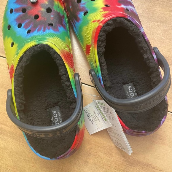 CROCS Shoes Crocs Unisex Classic Lined Tie Dye Clog Rainbow Shoes